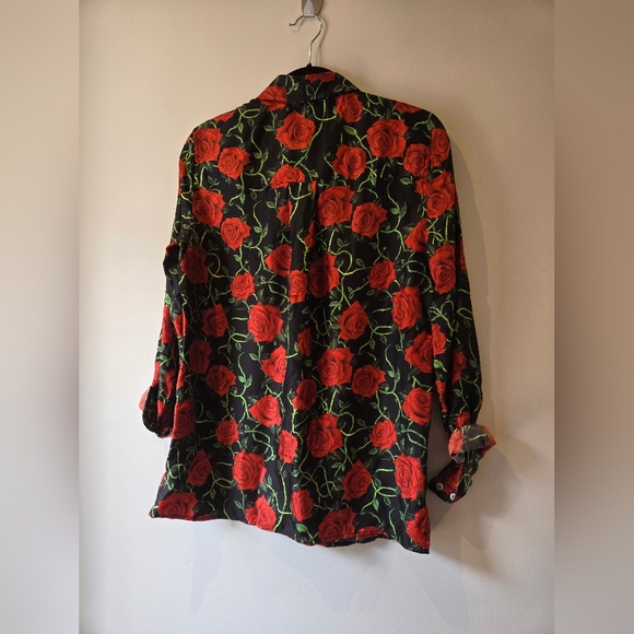 Alexander Wang Rose Print Silk Blouse Size 2 - Picture 7 of 7